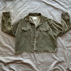 #6 AMERICAN EAGLE Olive Colored Cropped Cardigan Size S